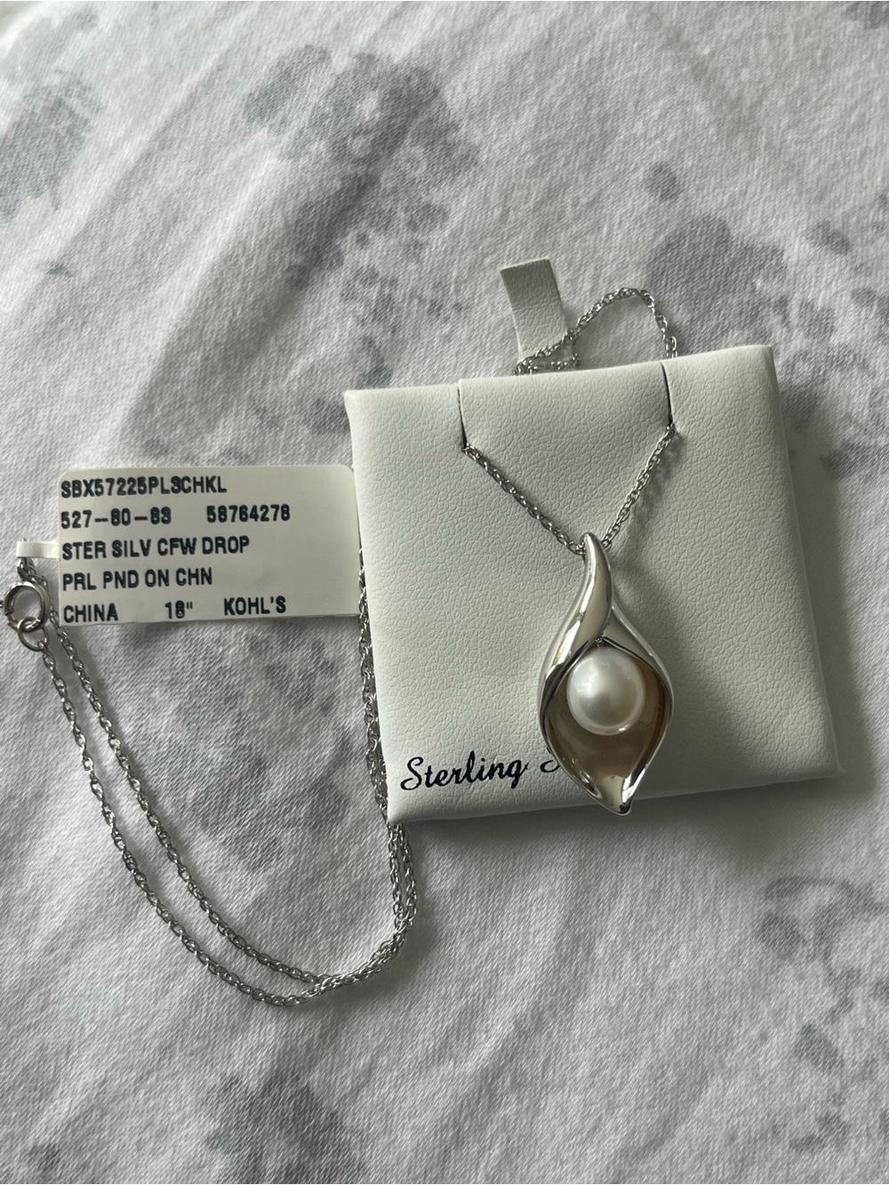 Khol’s Sterling Silver Pearl Necklace NWT